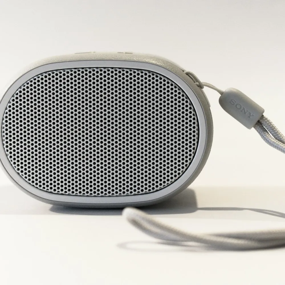 Enceinte portable grise de forme ovale